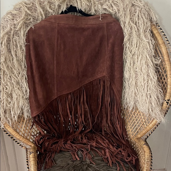 Understated Leather x Free people Fringe Brown Suede Skirt NWT - Picture 2 of 3